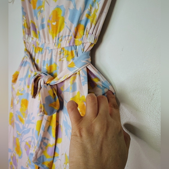 Rachel Pally strapless jumpsuit,pink With yellow flowers,pockets,modal,sz XS. - Picture 4 of 16